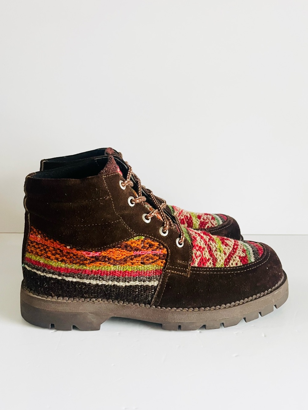 Apolo Woven Suede Ankle Boots Brown Multicolour Men Size 10 / 10.5
